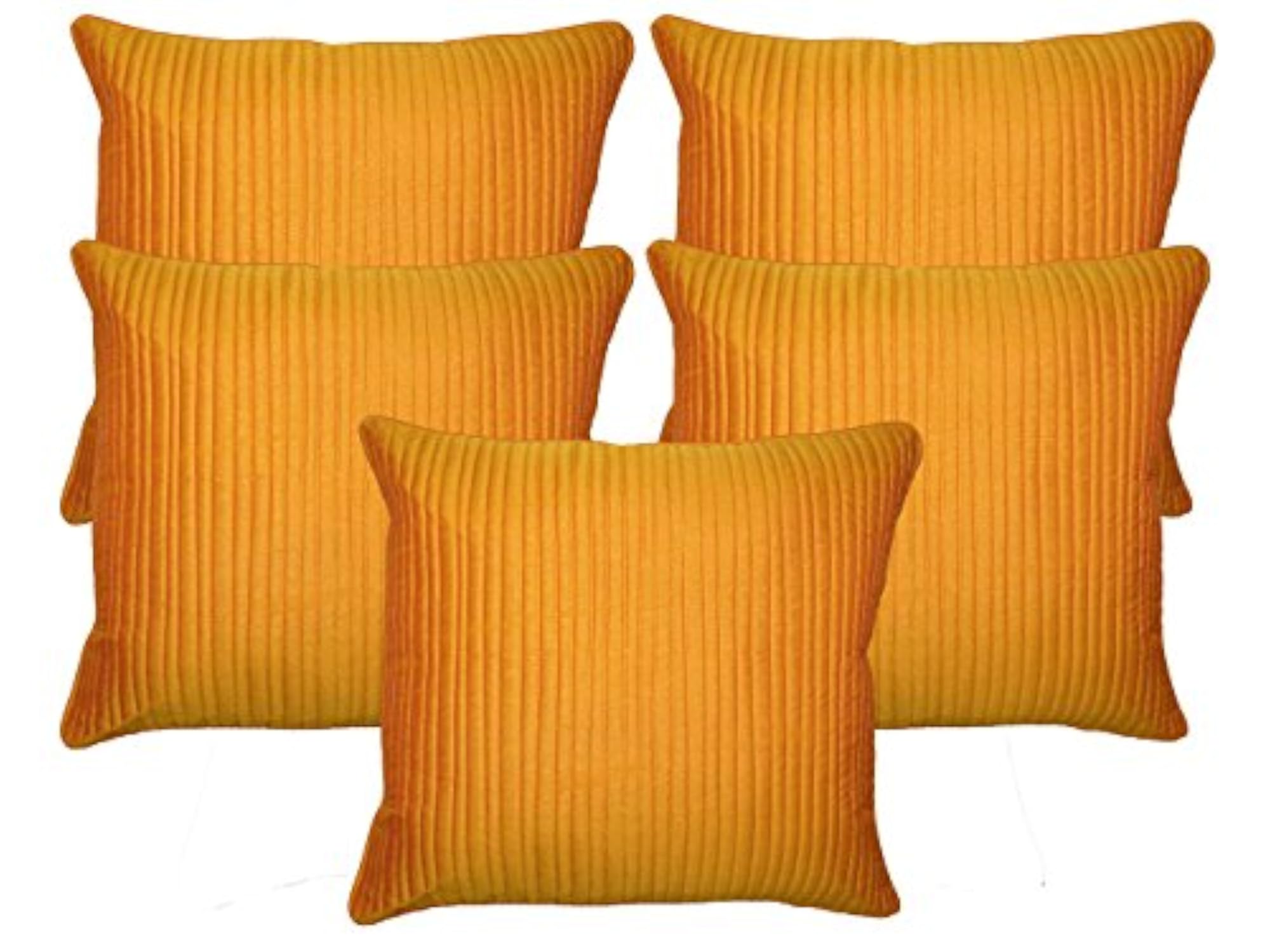 Polyester Cushion Cover 5 Pc Set Yellow Colour